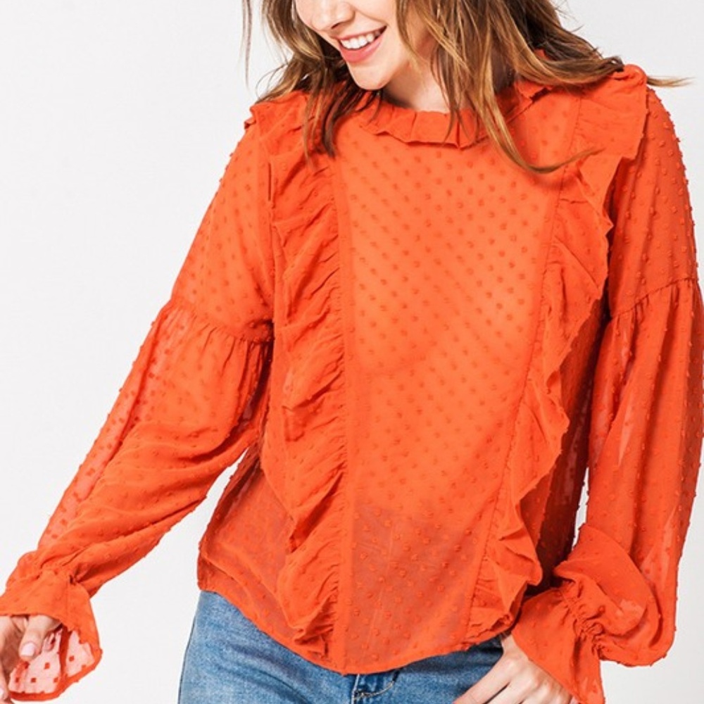 Orange Ruffle Blouse